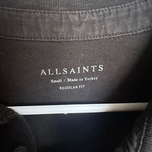 ALL SAINTS Mode Merino Long Sleeve Polo Shirt - Picture 8 of 8